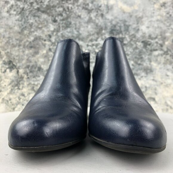 Franco Sarto Women's Size 9M Rapport Blue Faux Leather High Heel Ankle Booties - Picture 2 of 14